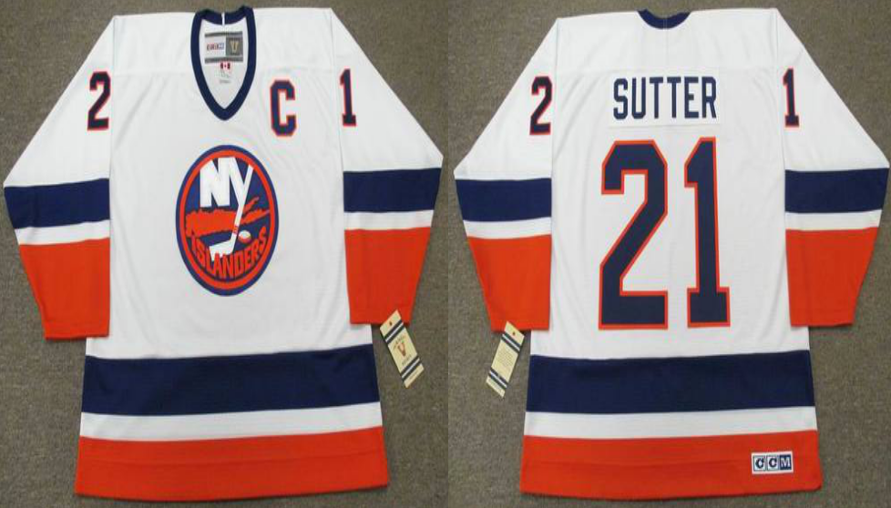 2019 Men New York Islanders 21 Sutter white CCM NHL jersey